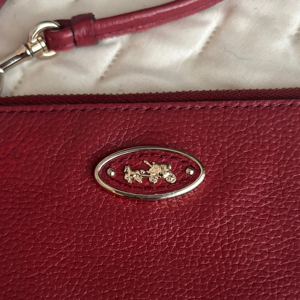Coach Burgundy Leather Wristlet